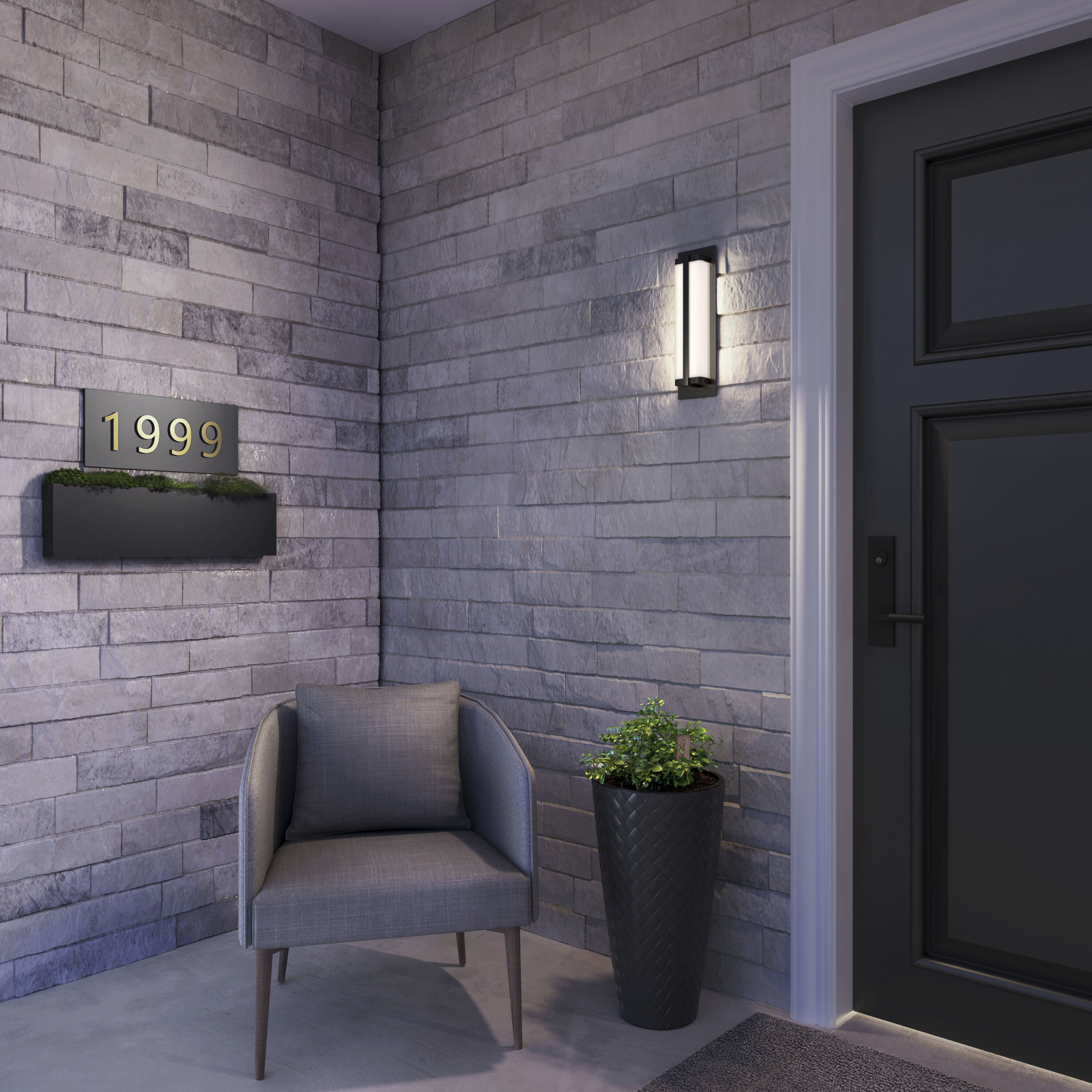 Amster LED 15.75 inch Powder Coated Black Outdoor Wall Sconce